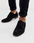 Asos Design Derby Shoes In Black Suede With Natural Sole