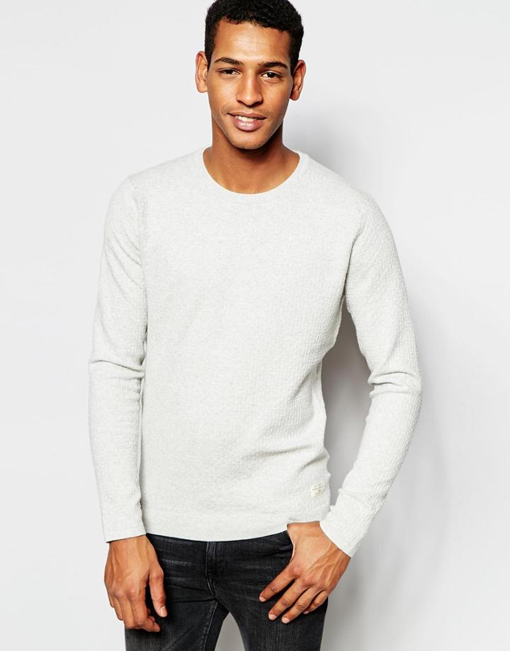 Scotch & Soda Sweater With Textured Knit - Snow Melange