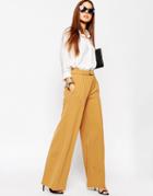 Asos Wide Leg Pant With D-ring - Ochre