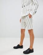 Twisted Tailor Skinny Shorts In Cream Stripe Linen - Cream