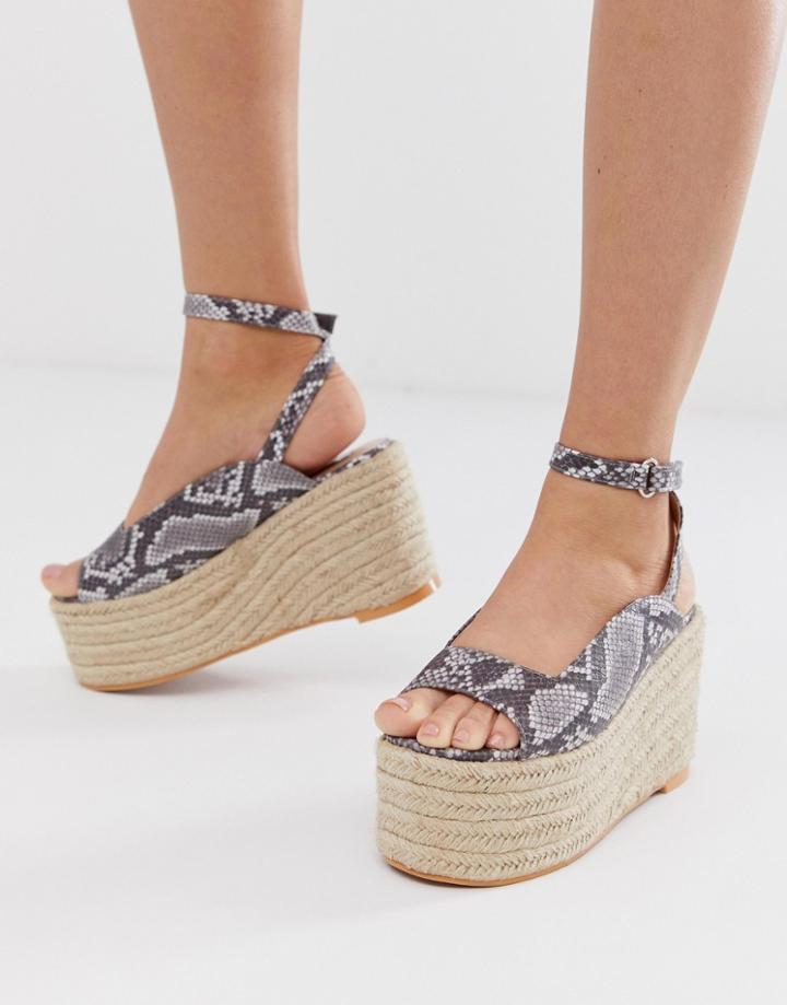 Lost Ink Flatform Espadrille In Snake - Multi
