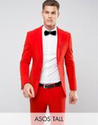 Asos Tall Super Skinny Suit Jacket In Tomato Red - Red