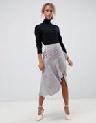 Asos Design Tailored Midi Skirt With Waterfall Detail - Multi