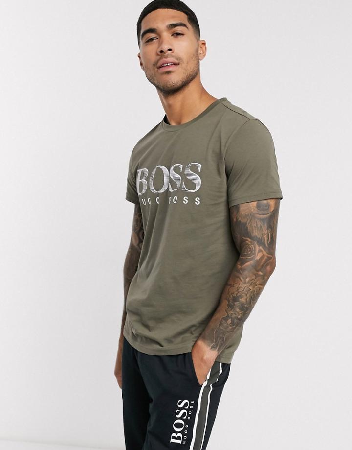 Boss Bodywear Logo T-shirt In Khaki-green