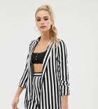 Asos Design Tall Relaxed Suit Blazer In Bold Mono Stripe - Multi
