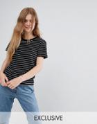 Monki Stripe Boyfriend T-shirt - Black