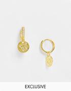Reclaimed Vintage Inspired Unisex Sterling Silver Earrings With Engraved Butterfly In 14k Gold Plate