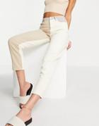 Missguided Riot Jean With Neutral Patch Detail In Cream-white