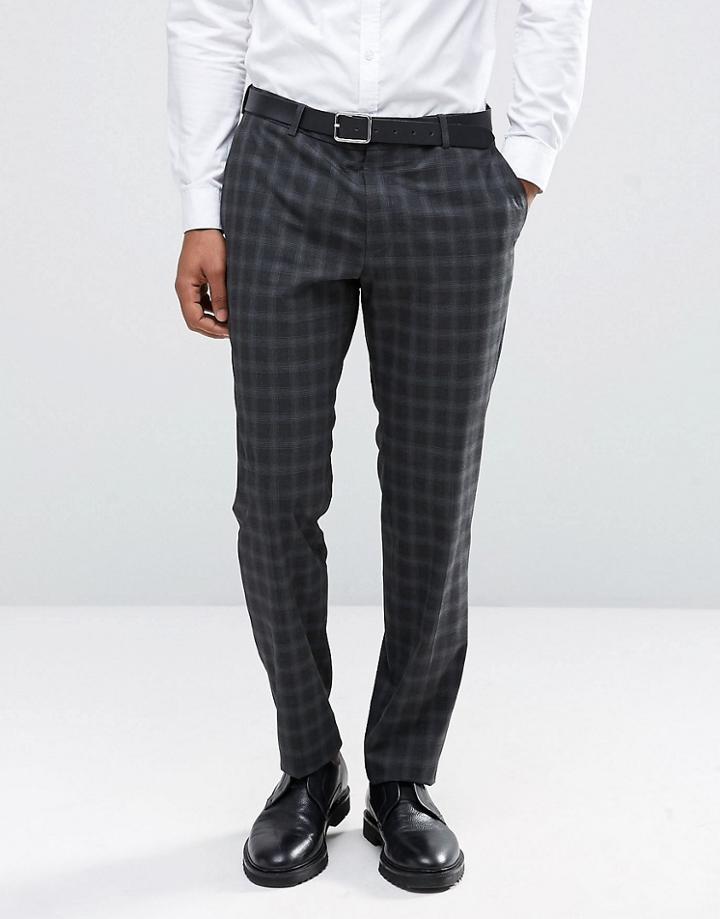 Jack & Jones Premium Skinny Suit Pant In Check - Gray