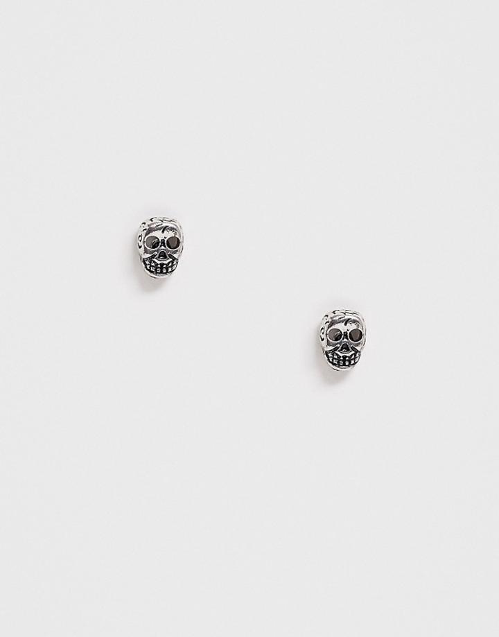 Classics 77 Skull Earring Studs In Silver - Silver