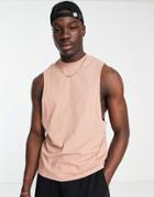 Asos Design Relaxed Fit Tank Top In Light Brown