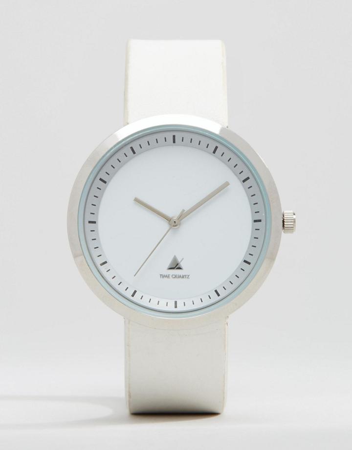 Asos Watch In White With Silver Edge - White
