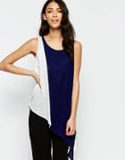 Only Asymmetric Two Tone Vest - Blue And White