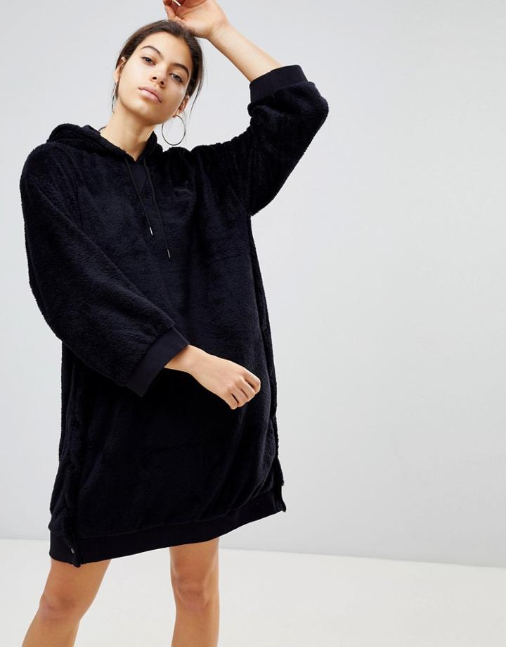 Puma Sherpa Oversized Hoody In Black - Black
