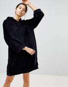 Puma Sherpa Oversized Hoody In Black - Black