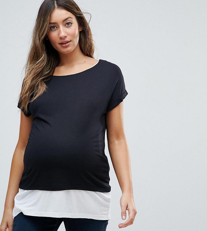 Asos Maternity Nursing T-shirt With Double Layer - Black