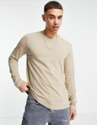 Brave Soul Long Sleeve Top In Stone-neutral