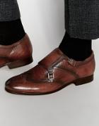 Hudson London Castleton Leather Monk Shoes - Brown