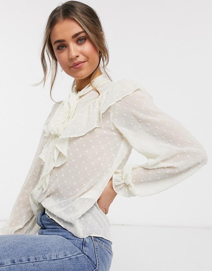 New Look Pussybow Blouse In White