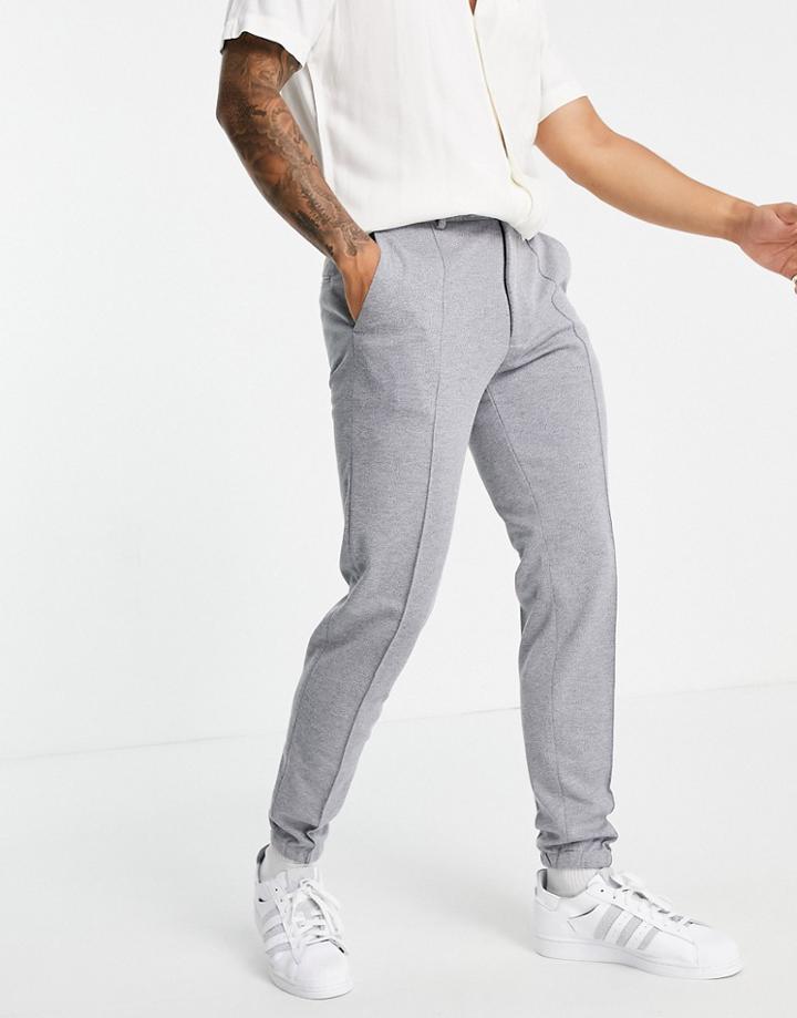 Asos Design Slim Ankle Grazer Jersey Smart Jogger-style Pants In Blue-blues
