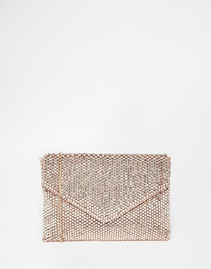 Dune Elenor Beaded Clutch Bag In Rose Gold - Rose Gold