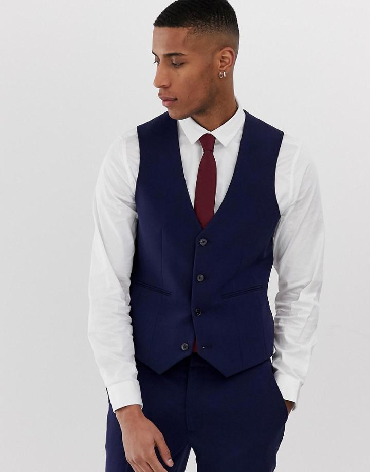 Asos Design Super Skinny Suit Vest In Navy - Navy