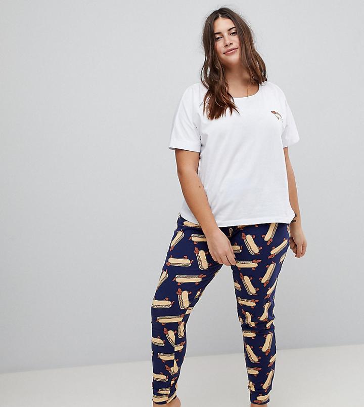 Asos Curve Exclusive Hot Dog Tee & Legging Set - Multi