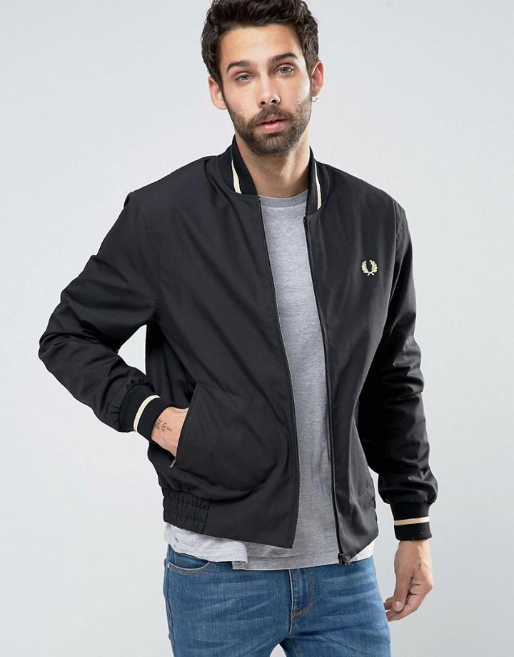 Fred Perry Laurel Wreath Bomber Made In England Single Tipped - Black