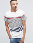 New Look Striped T-shirt In White - Red