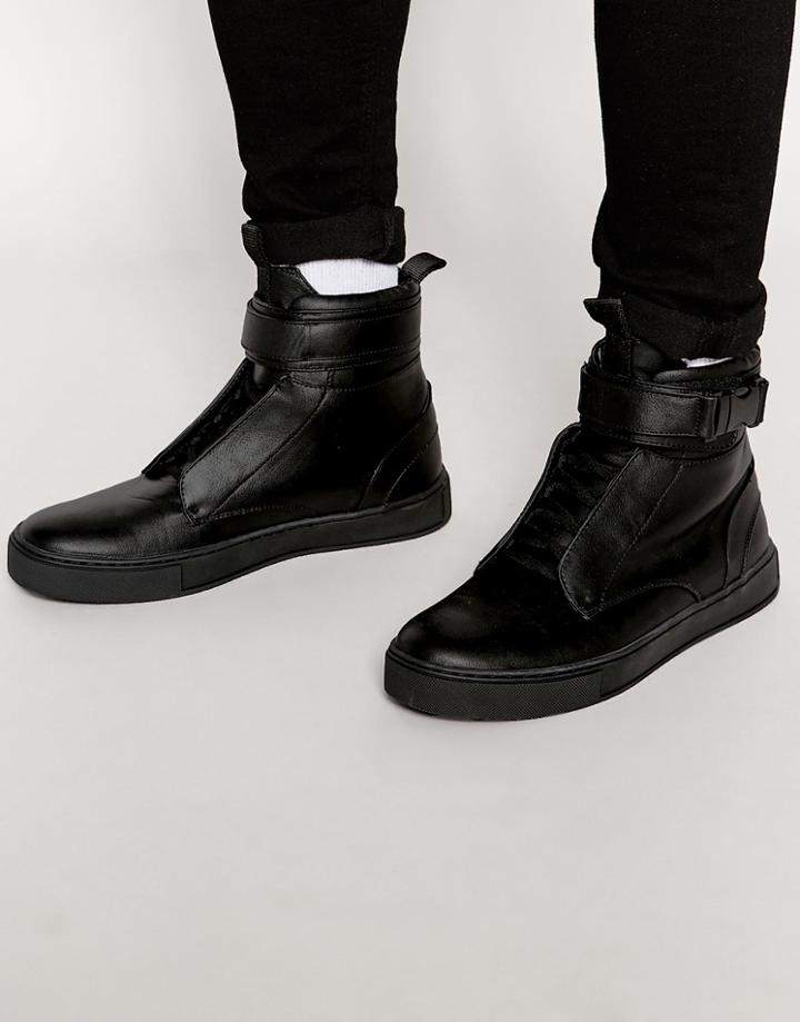 Dark Future Sneakers In Black With Seatbelt Buckle Strap - Black