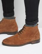 Asos Lace Up Chukka Boots In Burnished Tan Suede - Tan