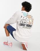 Crooked Tongues Long Sleeve T Shirt With Dancing Till Early Morning Print In Beige-neutral
