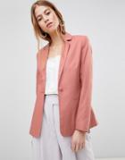 Asos Design Tailored Single Breasted Linen Blazer - Pink