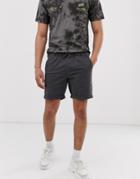 Asos Design Slim Chino Shorts With Elastic Waist In Washed Black - Black