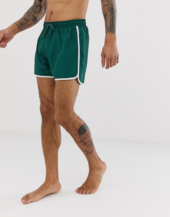 Weekday Tan Swim Shorts In Dark Green