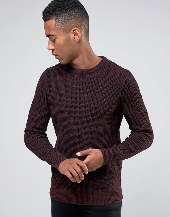 New Look Tuck Stitch Sweater In Burgundy - Red