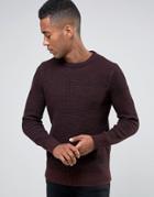 New Look Tuck Stitch Sweater In Burgundy - Red