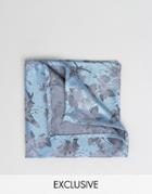 Noose & Monkey Jacquard Pocket Square In Floral Print - Blue