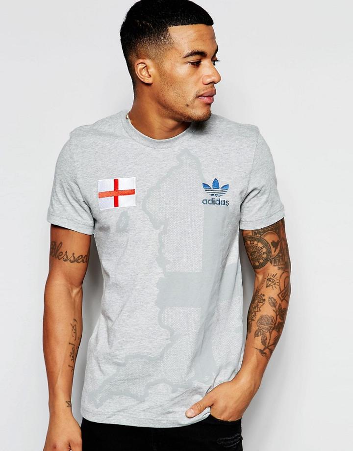 Adidas Originals T-shirt With England Badge Aj8029 - Gray