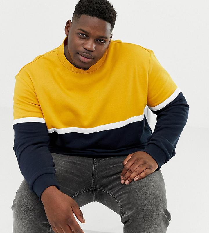 New Look Plus Color Block Sweatshirt In Yellow - Yellow