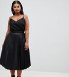 Outrageous Fortune Plus Pleated Pu Midi Skirt In Black - Black
