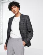 Harry Brown Gray Plaid Loose Fit Suit Jacket