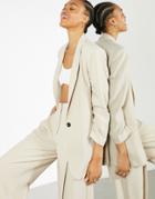 Asos Edition Oversized Longline Blazer In Stone-neutral