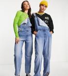 Reclaimed Vintage Inspired Unisex Overalls In Mid Blue-blues