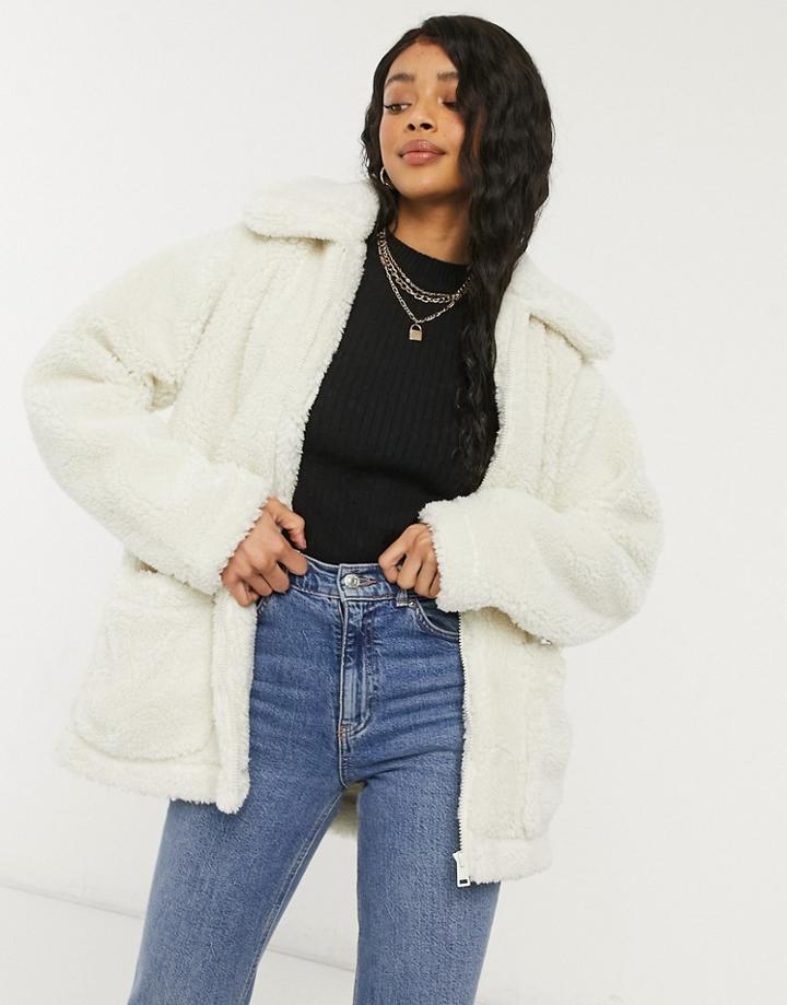Threadbare Gaby Oversized Jacket-white