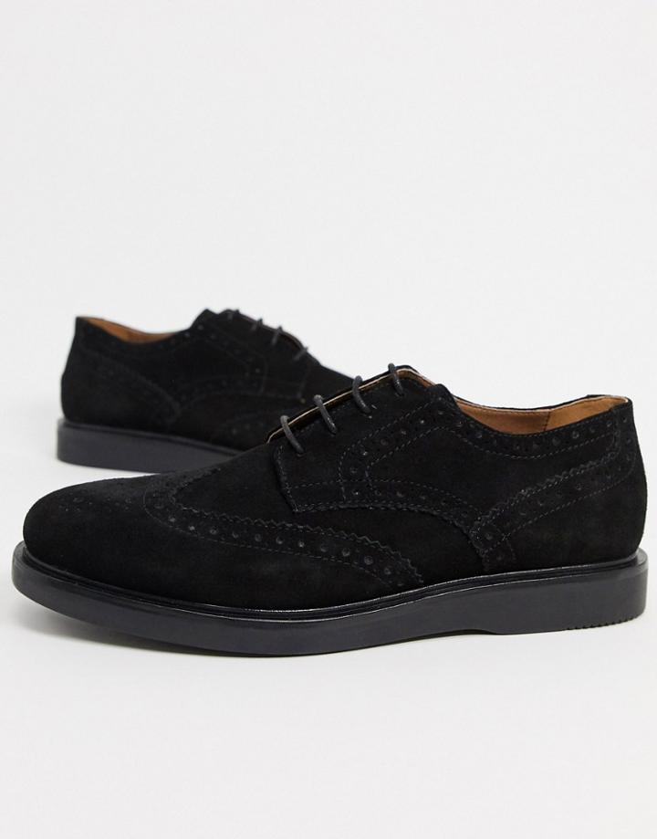 H By Hudson Calverston Brogues In Black Suede