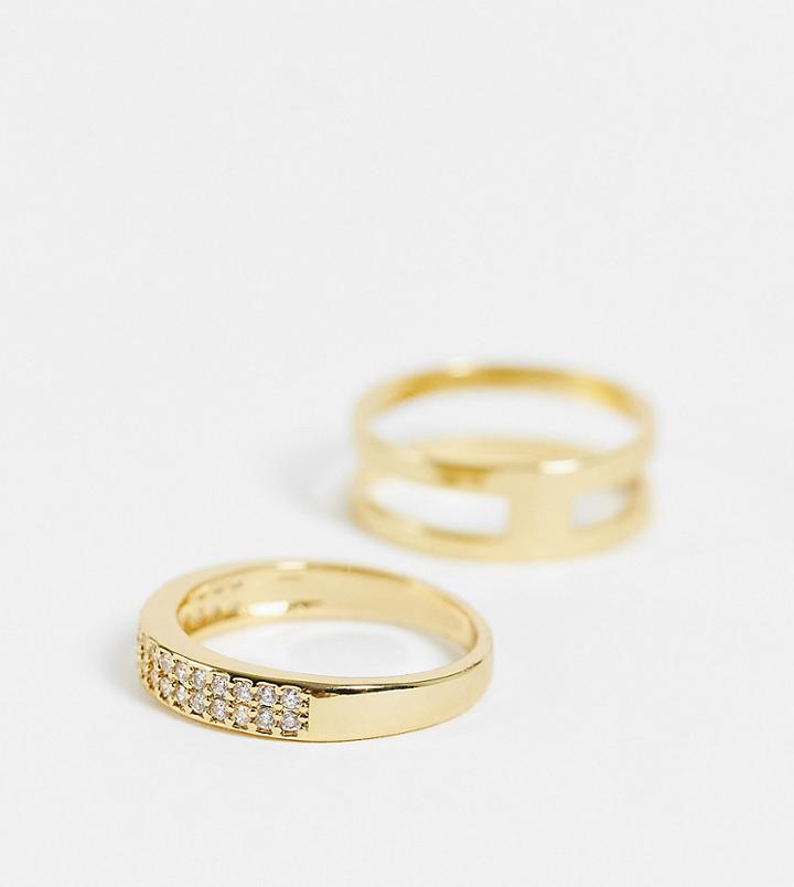 Aldo Banzet Crystal Band Rings Multipack In Gold