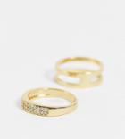 Aldo Banzet Crystal Band Rings Multipack In Gold