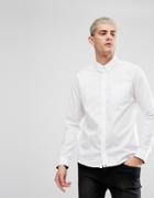 Pretty Green Phoenix Stretch Fit Long Sleeve Shirt In White - White