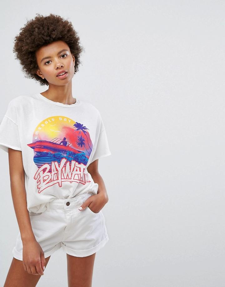 Pull & Bear Baywatch T-shirt - White